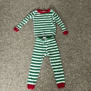 Hanna Andersson Green and Red Striped Kids Pajama Set